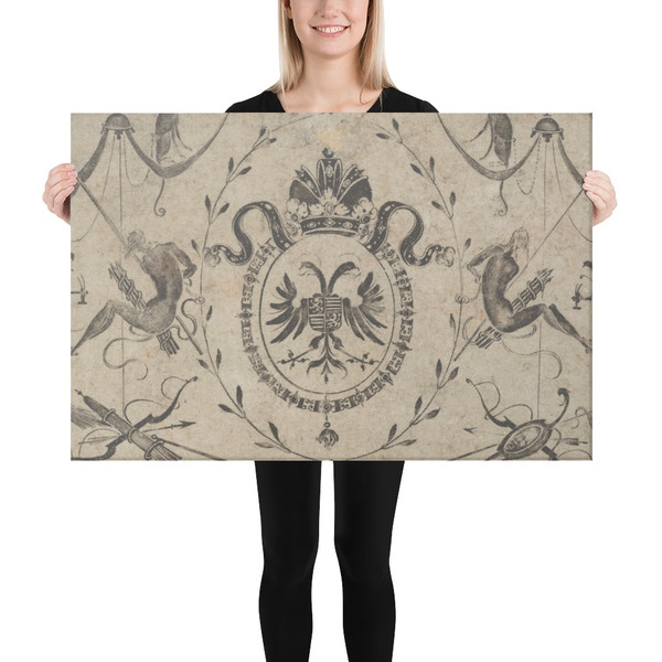 Blackwork Design for Goldsmithwork with the Coat of Arms of a Bishop - Mathais Beitler - 1615 - Canvas Museum quality 7748145