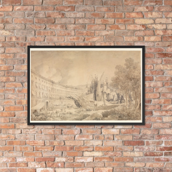 View of Messina Harbor - Louis François Cassas - 1783 - Matte Paper Framed Poster Museum quality 7739017