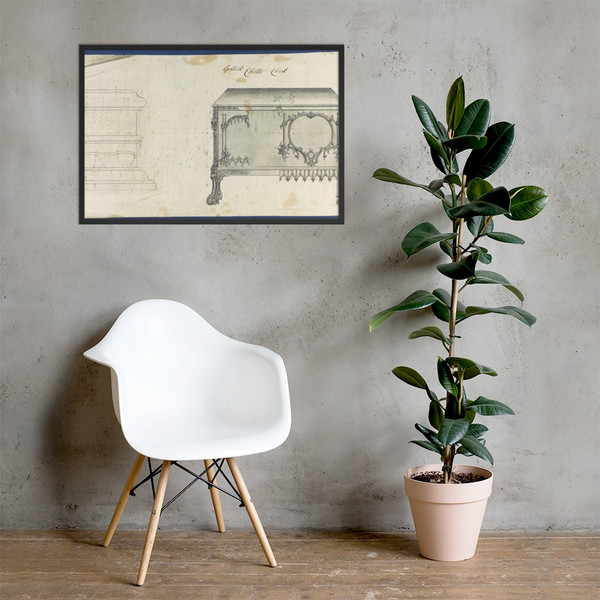 Gothic Clothes Chest, from Chippendale Drawings, Vol. II - Thomas Chippendale - 1753 - Photo Paper Framed Poster Museum quality 7724743