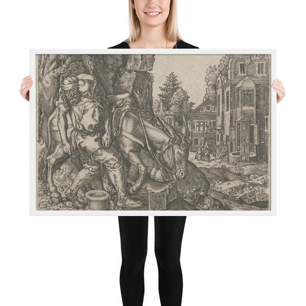 Copy of The Good Samaritan Putting the Traveller on His Donkey, from The Parable of the Good Samaritan - Anonymous - after 1554 - Matte Paper Framed Poster Museum quality 7740927