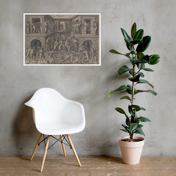 The Martyrdom of Saint Lawrence, after Bandinelli - Marcantonio Raimondi - ca. 1520 - Photo Paper Framed Poster Museum quality 7742104