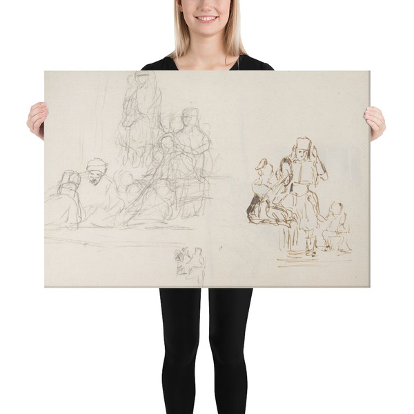 Studies of Two Groups of Turkish Figures - Sir David Wilkie - before 1841 - Canvas Museum quality 7704098