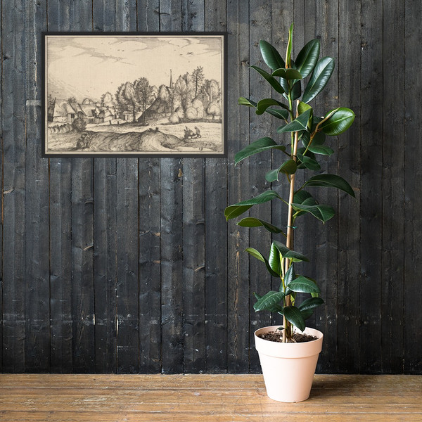 Road into a Village, plate 19 from Regiunculae et Villae Aliquot Ducatus Brabantiae - Claes Jansz. Visscher - ca. 1610 - Matte Paper Framed Poster Museum quality 7723484