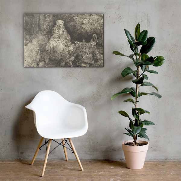 The Flight into Egypt: Crossing a Brook - Rembrandt (Rembrandt van Rijn) - 1654 - Canvas Museum quality 7747243