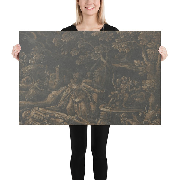 Pyramus and Thisbe - Anonymous, German, 17th century - ca. 1580 - Canvas Museum quality 7747504