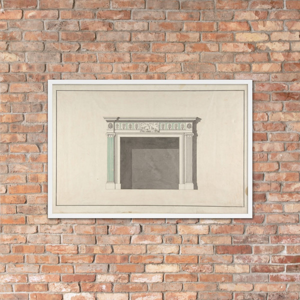 Design for a fireplace - Robert Adam - mid-18th–late 18th century - Matte Paper Framed Poster Museum quality 7748752