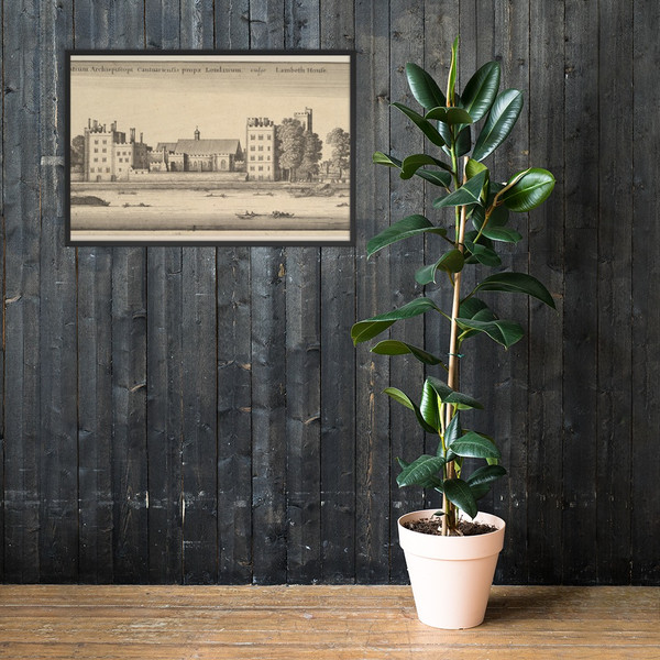 Palatium Archiepiscopi Cantuariensis propae Londinum vulgo Lambeth House (Lambeth House: Palace of the Archbishop of Canterbury, London) - Wenceslaus Hollar - 1647 - Matte Paper Framed Poster Museum quality 7740192