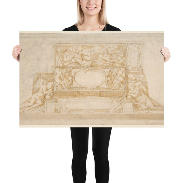 Design for a Funerary Monument - Francesco Salviati (Francesco de' Rossi) - 1510–63 - Photo Paper Poster Museum quality 7739861