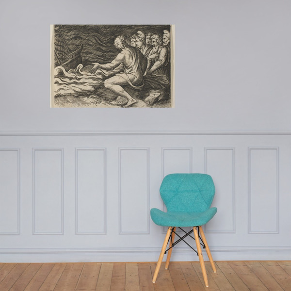 A group of figures at right witnessing a shipwreck - Marco Dente - ca. 1515–27 - Photo Paper Poster Museum quality 7745742