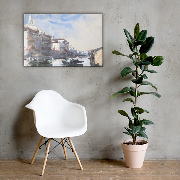 Scene on the Grand Canal, Venice - Hercules Brabazon Brabazon - 19th century - Canvas Museum quality 7744575