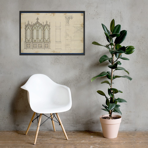 Gothic Bookcase, from Chippendale Drawings, Vol. II - Thomas Chippendale - 1761 - Matte Paper Framed Poster Museum quality 7748413