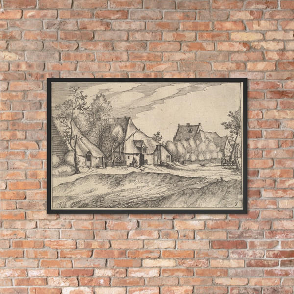 Farms in a Village from Regiunculae et Villae Aliquot Ducatus Brabantiae - Claes Jansz. Visscher - ca. 1610 - Matte Paper Framed Poster Museum quality 7723529