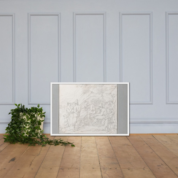 A Group of Roman Bandits with Their Families and Companions after a Robbery - Dietrich Wilhelm Lindau - 1824 - Photo Paper Framed Poster Museum quality 7747056