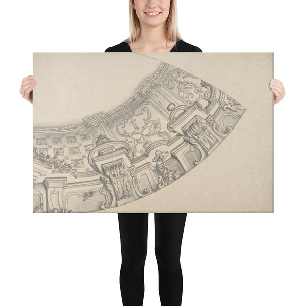 Design for a Curved Ornamental Cove to Support a Dome (?) - Anonymous, Italian, Piedmontese, 18th century - 1700–1780 - Canvas Museum quality 7745625