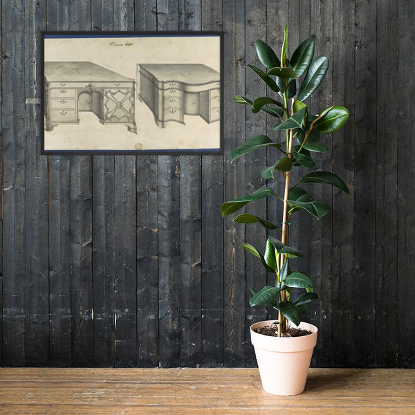 Bureau Tables, from Chippendale Drawings, Vol. II - Thomas Chippendale - 1753 - Photo Paper Framed Poster Museum quality 7724800