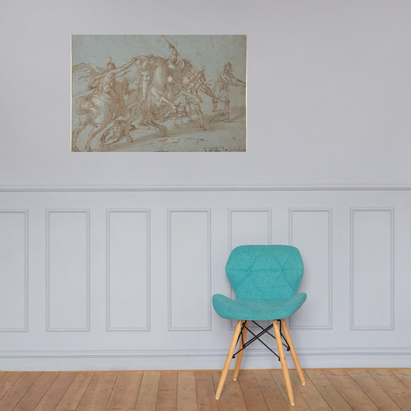 Classical Battle Scene; Verso: Peter and John Heal a Cripple at the Gate of the Temple - Bartholomeus Spranger - ca. 1590 - Paper Poster Museum quality 7744261