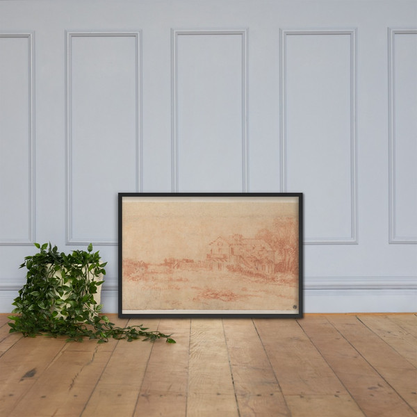 Landscape with a Country House - Antoine Watteau - ca. 1714 - Matte Paper Framed Poster Museum quality 7746568