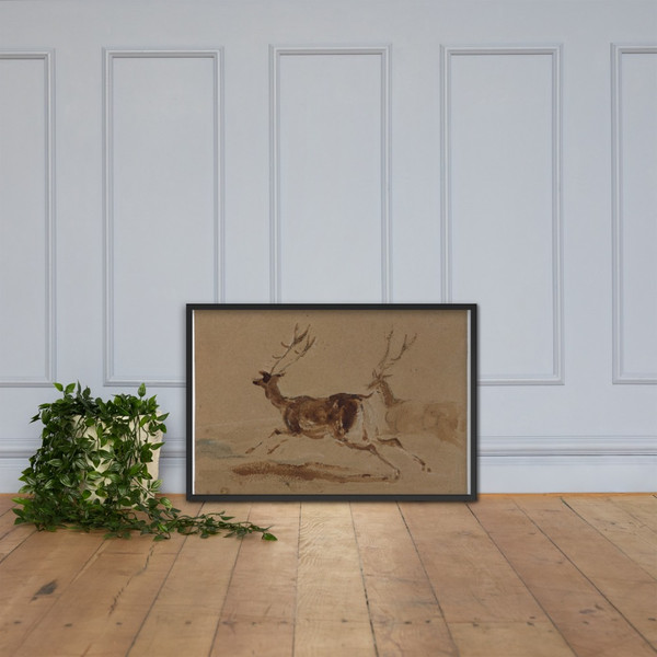 Two Stags Running - Sir Edwin Henry Landseer - 1820–73 - Matte Paper Framed Poster Museum quality 7742903