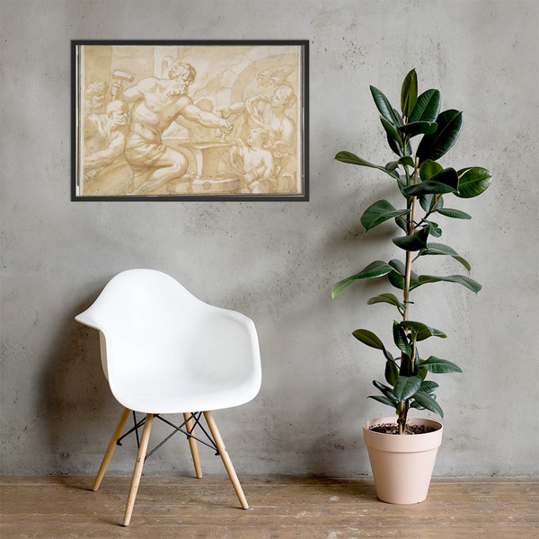 Venus and Cupid in Vulcan's Forge - Domenico Piola - 1627–1703 - Photo Paper Framed Poster Museum quality 7745391