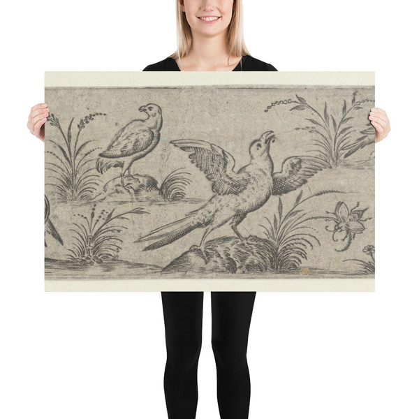 Frieze with Eleven Birds and an Insect - Jan Collaert I - 1590–1612 - Paper Poster Museum quality 7725183
