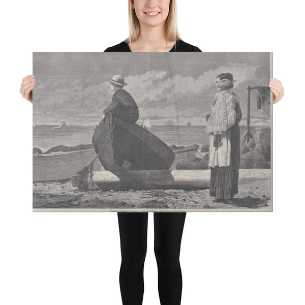 "Dad's Coming!" (Harper's Weekly, Vol. XVII) - Winslow Homer - November 1, 1873 - Canvas Museum quality 7723323