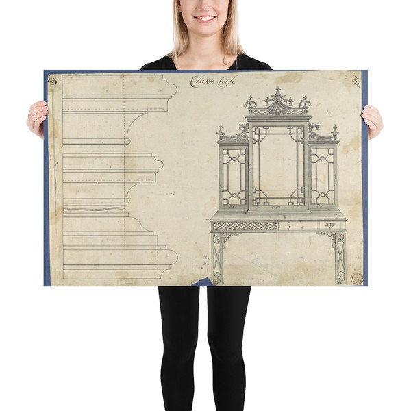 China Case, from Chippendale Drawings, Vol. II - Thomas Chippendale - 1754 - Paper Poster Museum quality 7724647