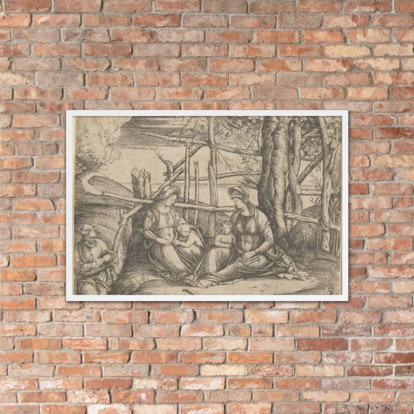 The Virgin and Child with Saint Elizabeth and John the Baptist in a landscape, St Joseph at the left - Jacopo de' Barbari - ca. 1503 - Matte Paper Framed Poster Museum quality 7740072