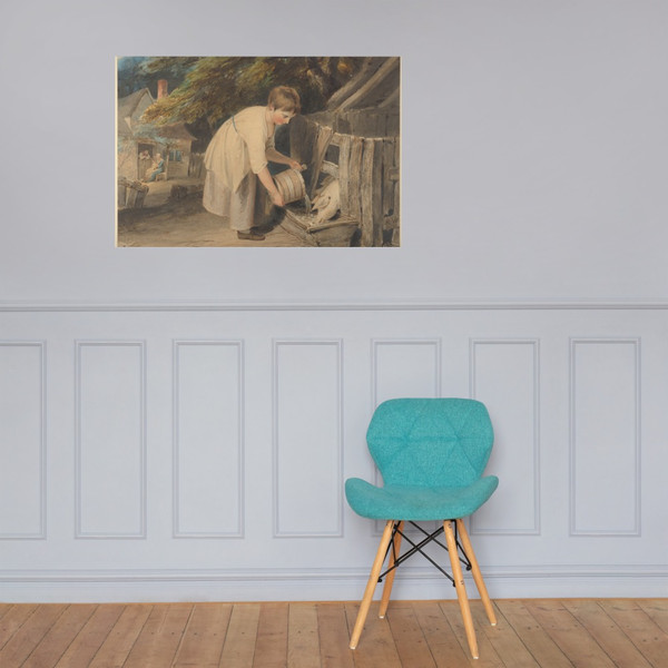 Girl Feeding Pigs - Richard Westall - 1800 - Photo Paper Poster Museum quality 7746926