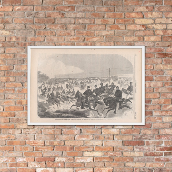 The Union Cavalry and Artillery Starting in Pursuit of the Rebels up the Yorktown Turnpike (Harper's Weekly, Vol. VI) - Winslow Homer - May 17, 1862 - Matte Paper Framed Poster Museum quality 7747218