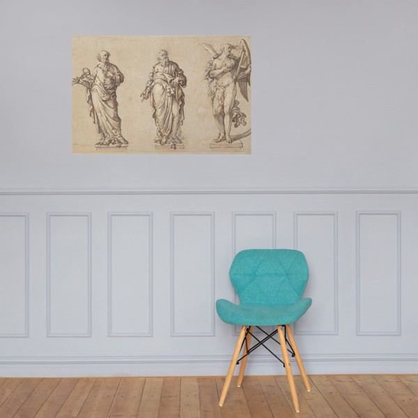 Sculpture Designs for Saint Peter, Saint Paul, and the Angel of Death - Anonymous, German, Augsburg or Munich, early 17th century - early 17th century - Paper Poster Museum quality 7739051