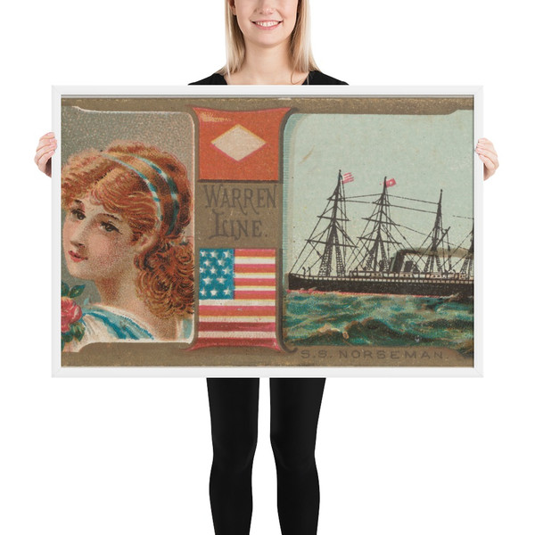 Steamship Norseman, Warren Line, from the Ocean and River Steamers series (N83) for Duke brand cigarettes - W. Duke, Sons & Co. - 1887 - Photo Paper Framed Poster Museum quality 7738113