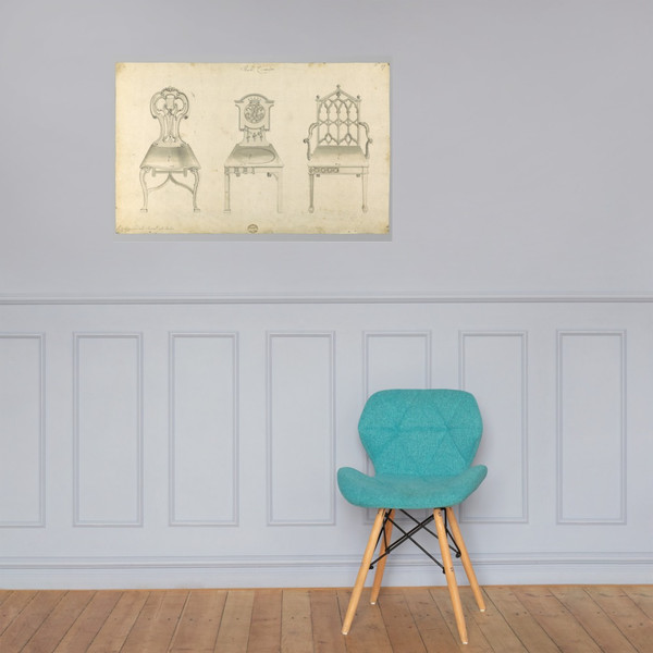 Hall Chairs, in Chippendale Drawings, Vol. I - Thomas Chippendale - 1759 - Paper Poster Museum quality 7748045