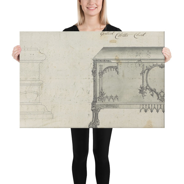 Gothic Clothes Chest, from Chippendale Drawings, Vol. II - Thomas Chippendale - 1753 - Canvas Museum quality 7724722