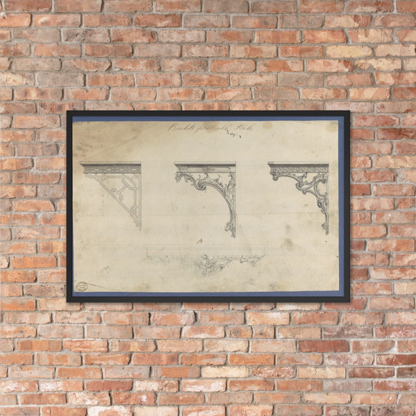 Brackets for Marble Slabs, in Chippendale Drawings, Vol. I - Thomas Chippendale - 1754 - Photo Paper Framed Poster Museum quality 7748388