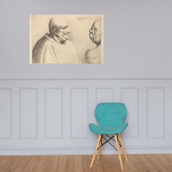A large man with a bald head facing a grotesque female - Wenceslaus Hollar - 1645 - Photo Paper Poster Museum quality 7741478