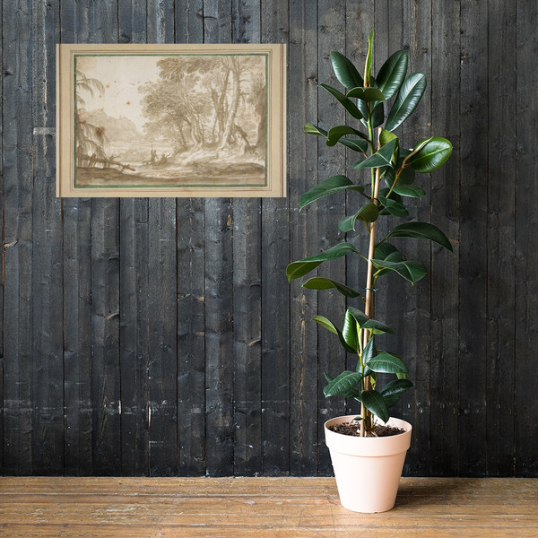 Wooded Landscape with Two Figures - Domenico Piola - 1627–1703 - Photo Paper Poster Museum quality 7745351