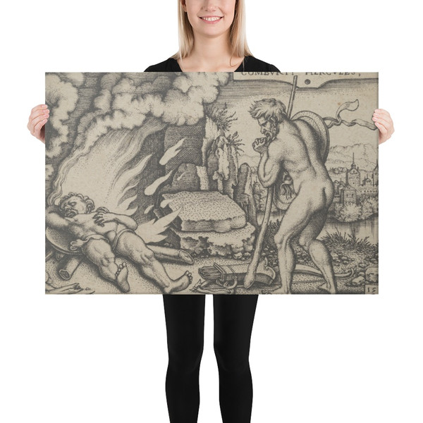 The Death of Hercules from The Labors of Hercules - Sebald Beham - Canvas Museum quality 7747066