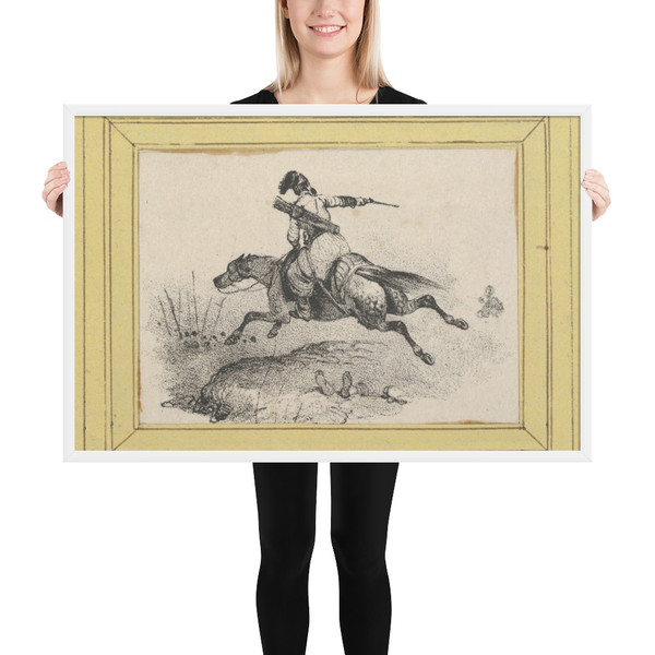 Soldier on galloping horse - Victor Adam - mid–19th century - Photo Paper Framed Poster Museum quality 7724977