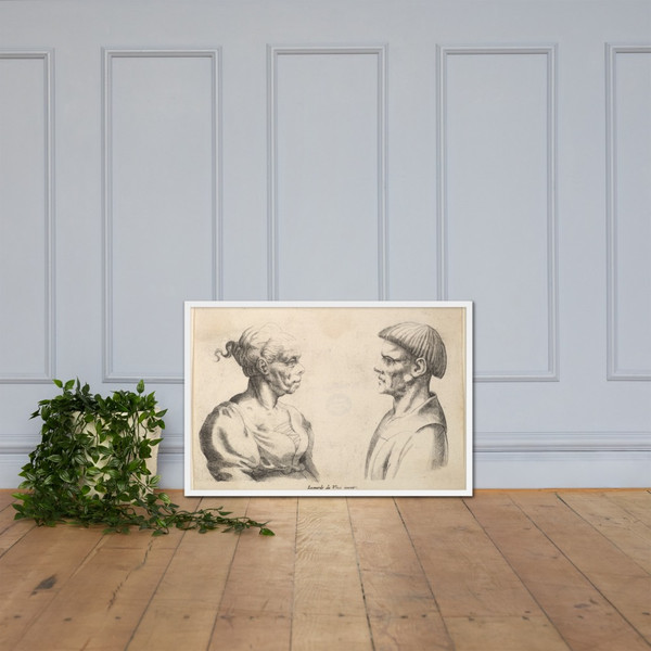 Two heads - Wenceslaus Hollar - 1645–50 - Matte Paper Framed Poster Museum quality 7741566