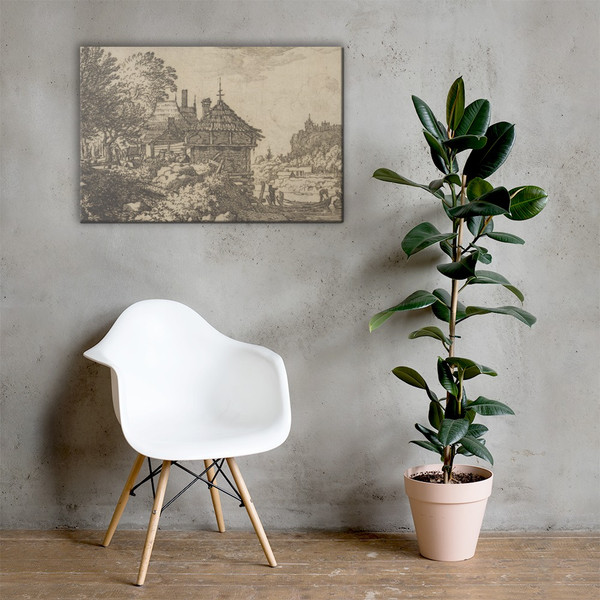 The Two Boats Approach a Hut - Allart van Everdingen - Canvas Museum quality 7739186