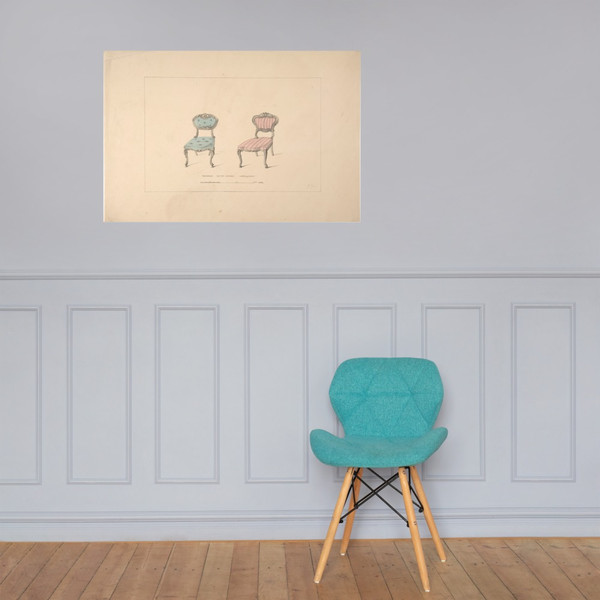 Design for Drawing Room Chairs, Louis Quinze Style - Robert William Hume - 1835–1900 - Photo Paper Poster Museum quality 7724178