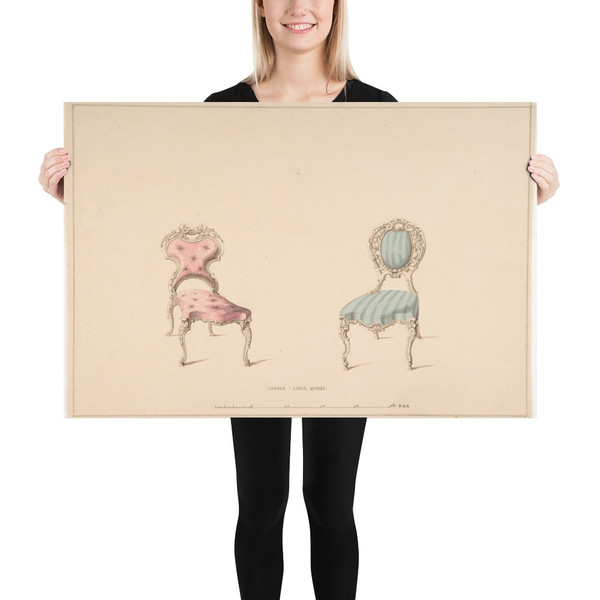 Design for Chairs, Louis Quinze Style - Robert William Hume - 1835–1900 - Paper Poster Museum quality 7724197