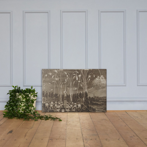 Celebration for the Elector Johann Georg II, Leipzig, July 8, 1667: Fireworks Display by Night - ca. 1667 - Canvas Museum quality 7743411