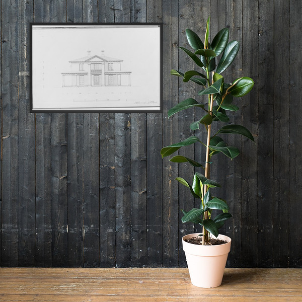 Chamberlin House, Red Hook, Brooklyn, New York (elevation entrance facade) - Alexander Jackson Davis - 1849 - Matte Paper Framed Poster Museum quality 7746838
