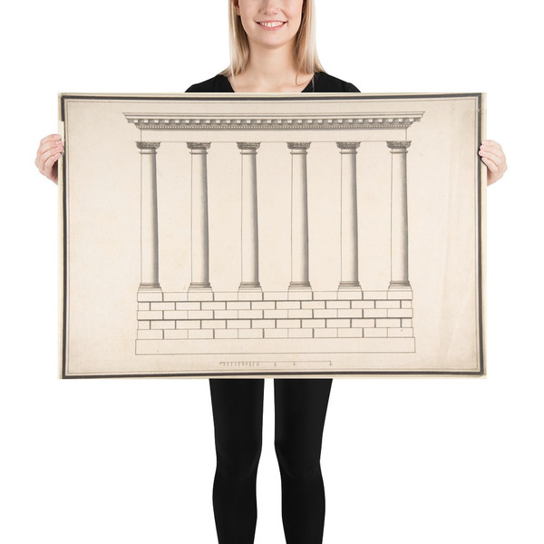 Ionic Colonnade (6 Columns) on Rusticated Base - Antonio Maria Visentini - 1688–1782 - Paper Poster Museum quality 7739010