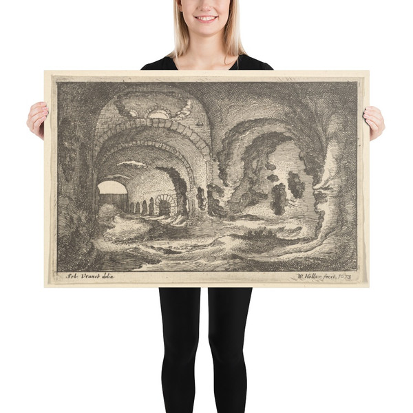 Roman remains at Tivoli - Wenceslaus Hollar - 1673 - Paper Poster Museum quality 7740959