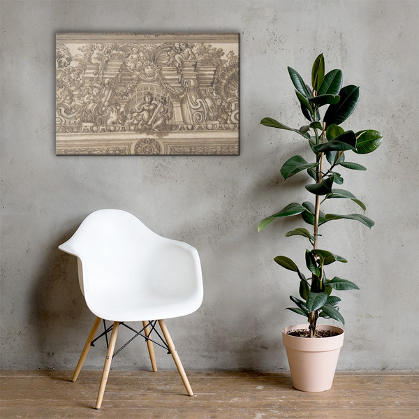 Design for the Trompe L'Oeil Decoration of a Ceiling - Anonymous, Italian, 18th century - 18th century - Canvas Museum quality 7747372