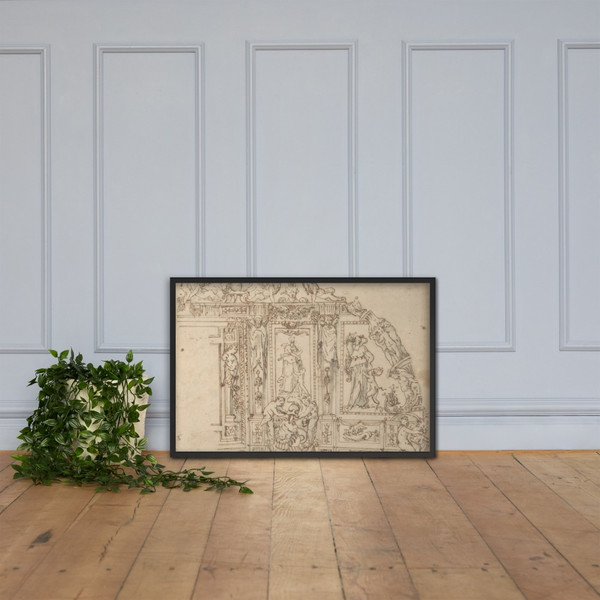 Sketch for Wall Decoration - Anonymous, Italian, 16th century - ca. 1540–80 - Photo Paper Framed Poster Museum quality 7742996