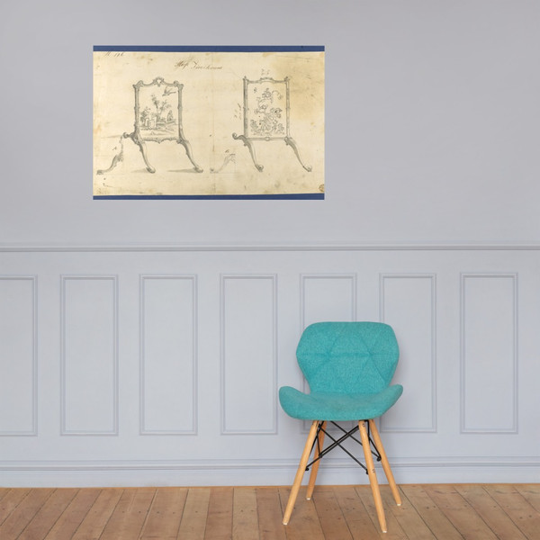 Horse Fire Screens, in Chippendale Drawings, Vol. I - Thomas Chippendale - 1754 - Paper Poster Museum quality 7747968