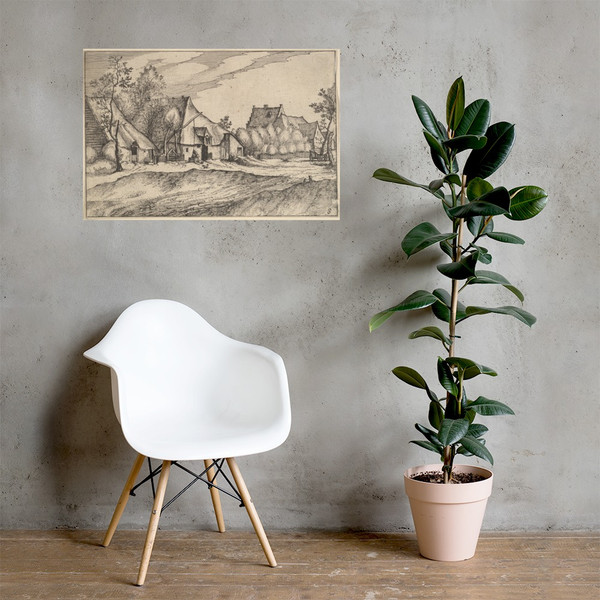 Farms in a Village from Regiunculae et Villae Aliquot Ducatus Brabantiae - Claes Jansz. Visscher - ca. 1610 - Paper Poster Museum quality 7723541